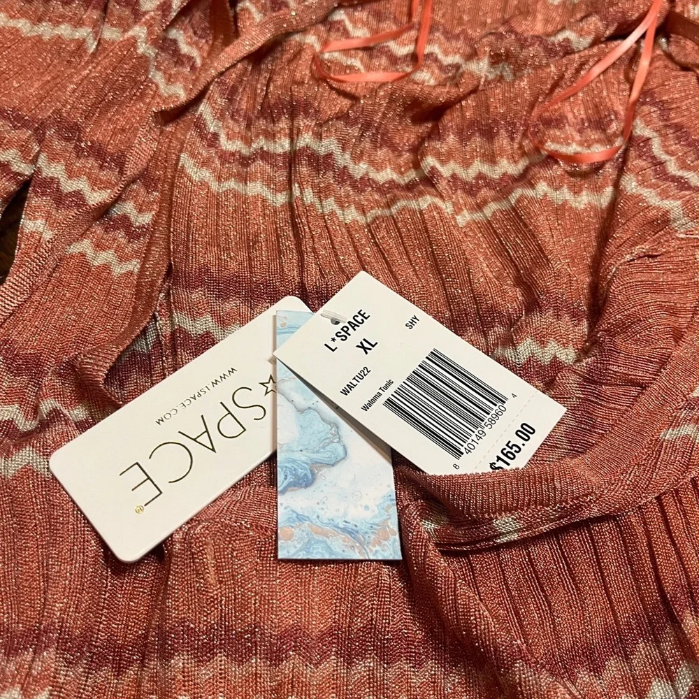 NWT l*space Waloma Tunic Shimmery Chevron‎ Peach Orange Swim Cover Up XL